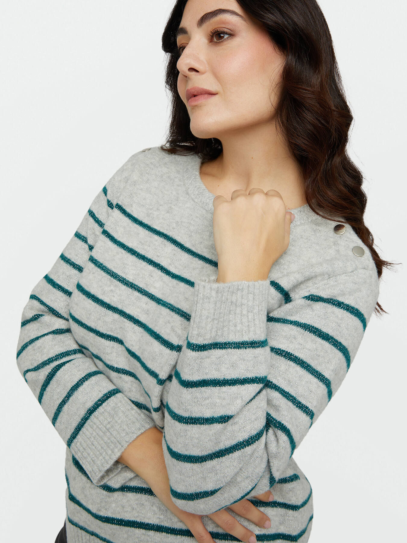 Striped sweater with buttons on the shoulders image number 3