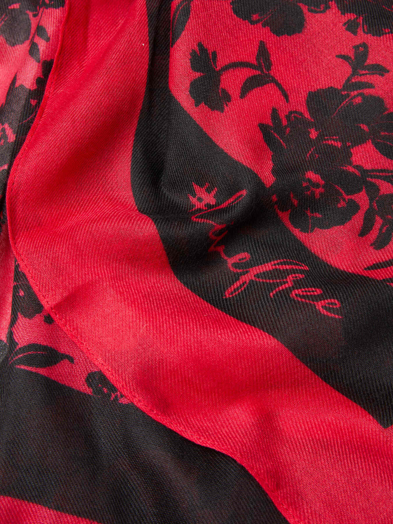 Light scarf with floral print and logos image number 2