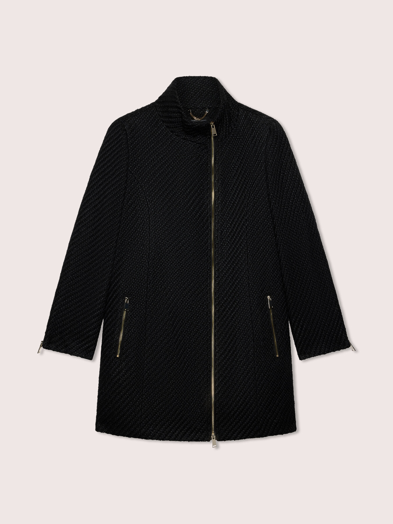 High-neck knit coat image number 5