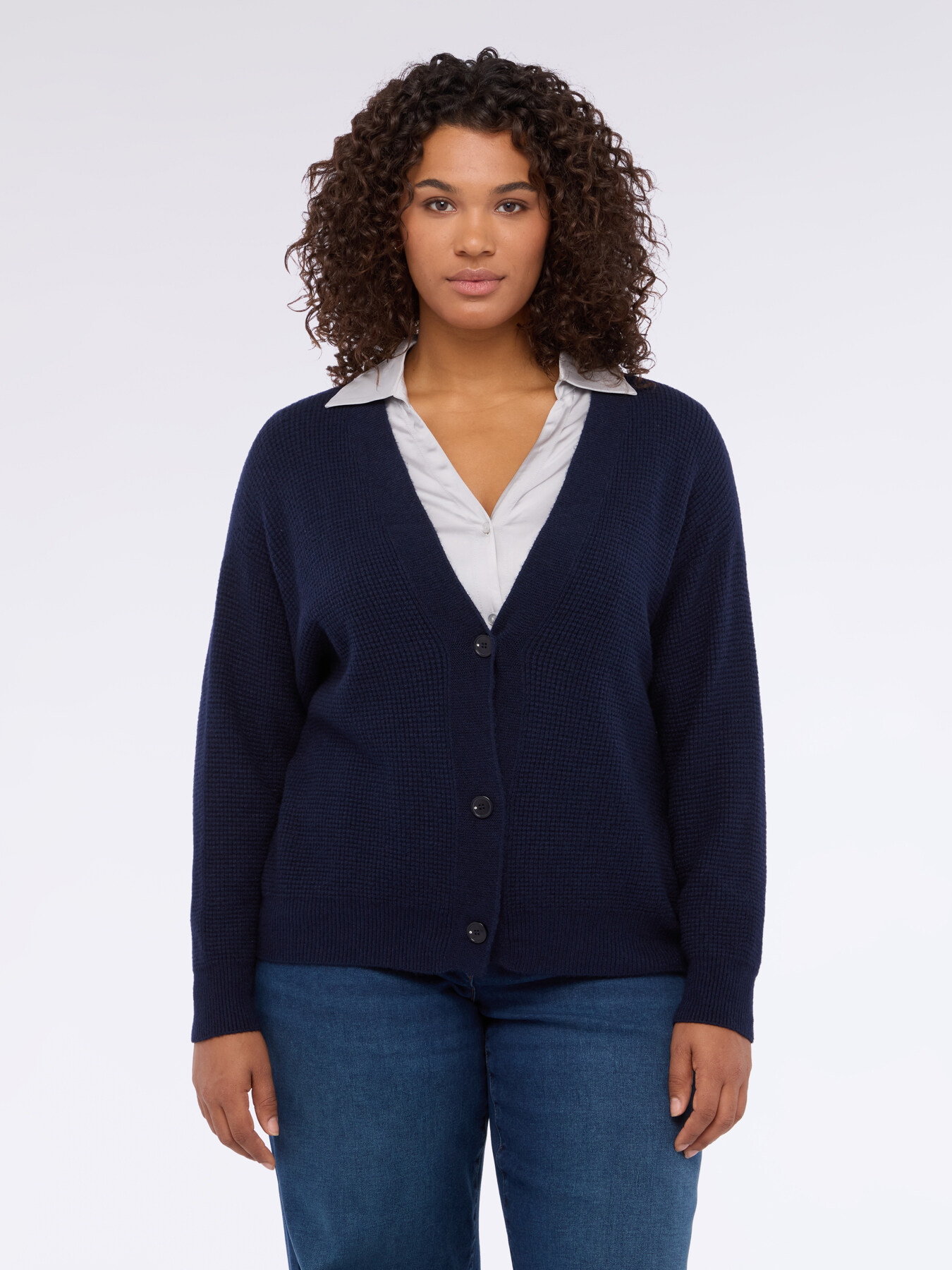 V-neck knit cardigan image number 2