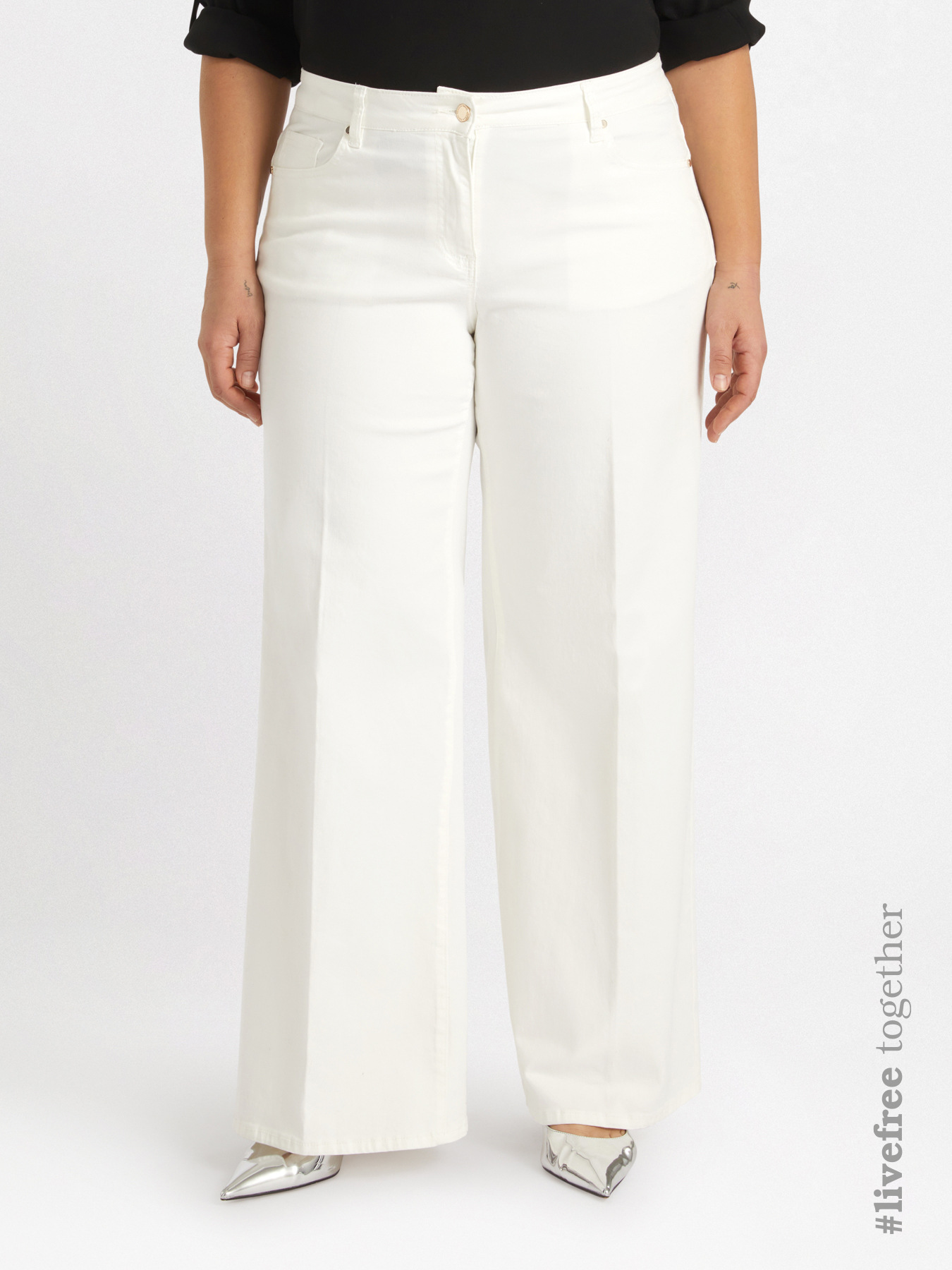 Pantaloni wide leg in cotone image number 1