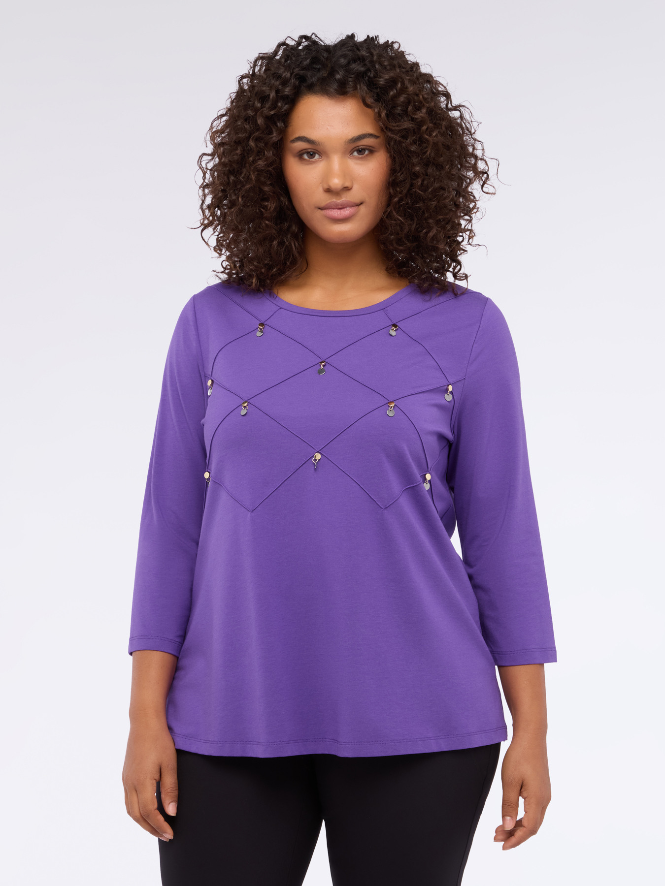 T-shirt en jersey de coton avec travail en losanges image number 3