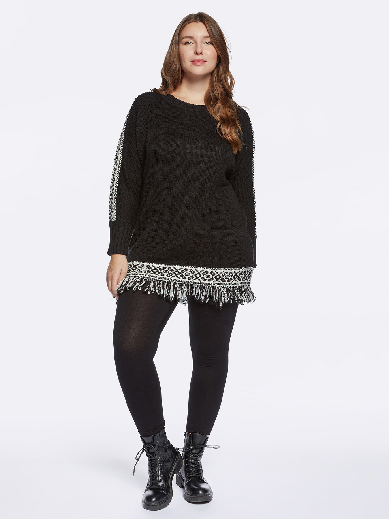 Jersey con flecos y bordes de jacquard image number 2