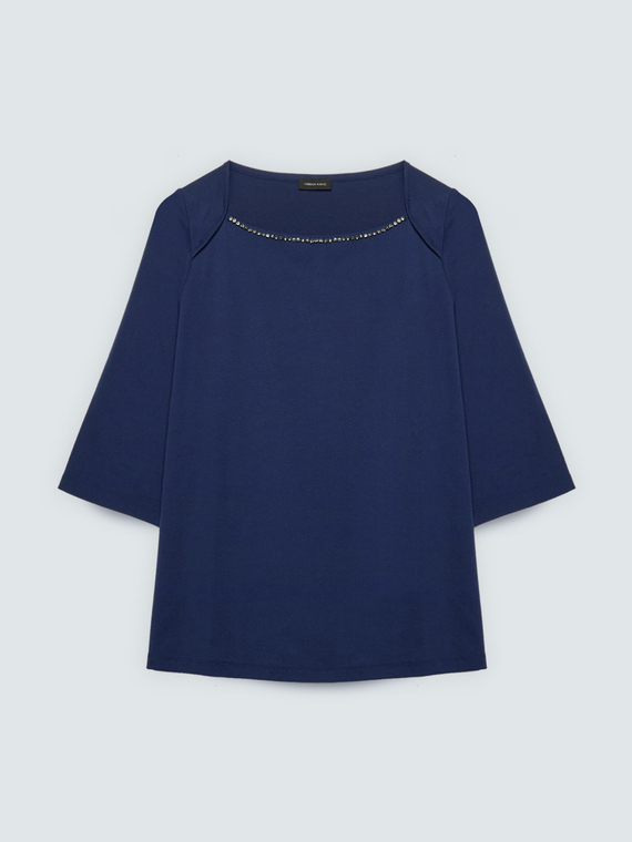 Jersey t-shirt with jewel appliqu&eacute;s