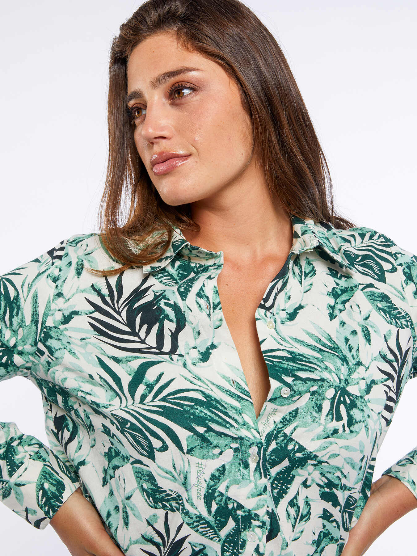 Camicia in lino e cotone dalla stampa giungla image number 3