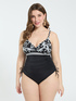 One-piece swimsuit with tropical print image number 0