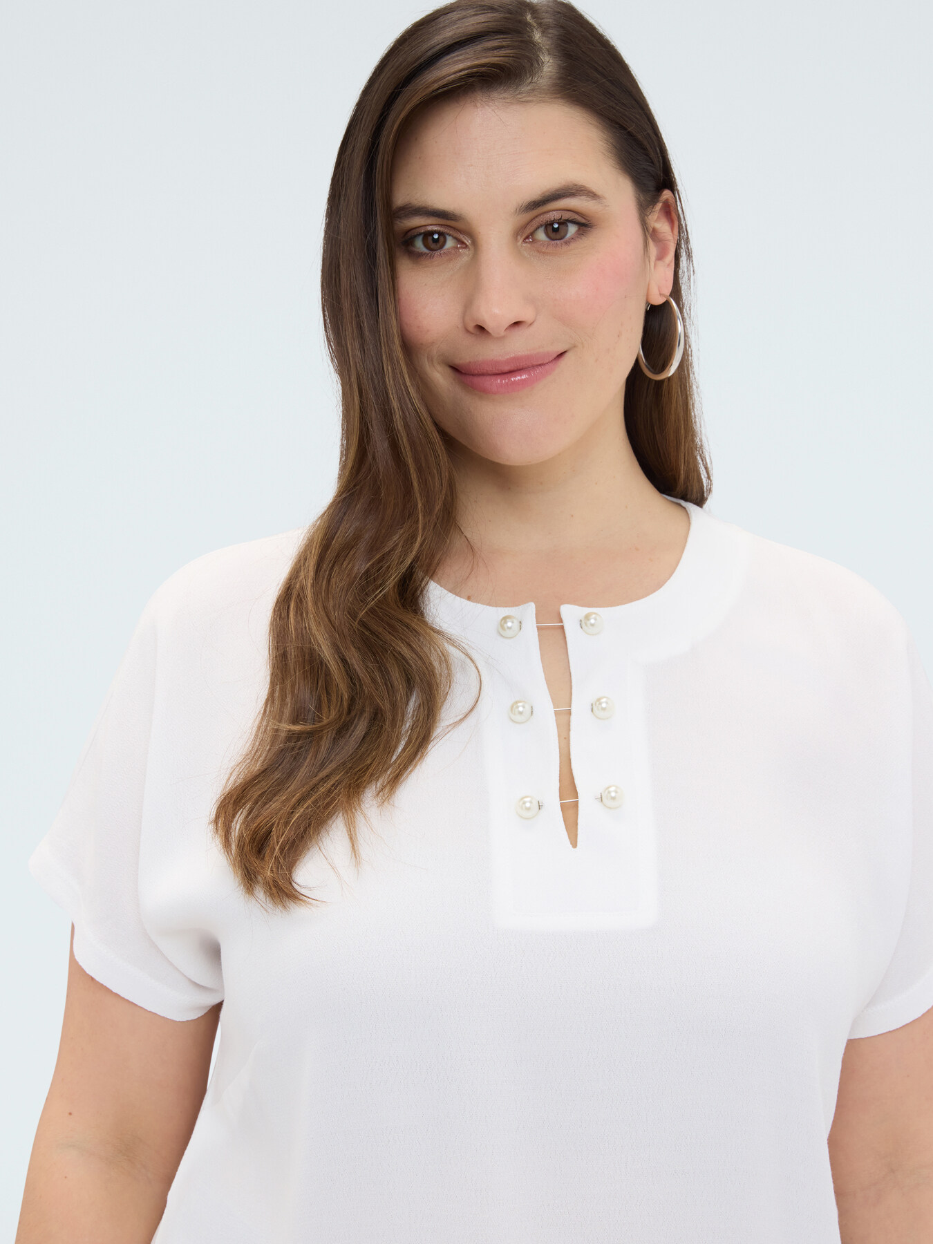 Viscose t-shirt with pearl detail image number 2