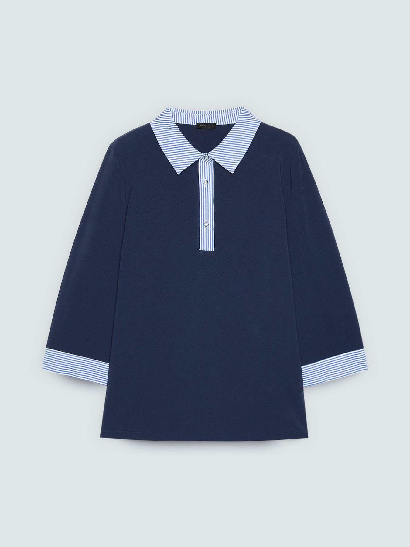 T-shirt bimaterica con collo polo image number 4