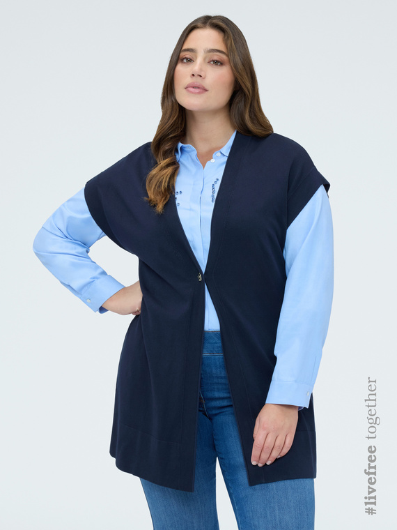 Long vest in viscose blend