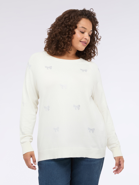 Sweater with luminous snowflake appliqu&eacute;s