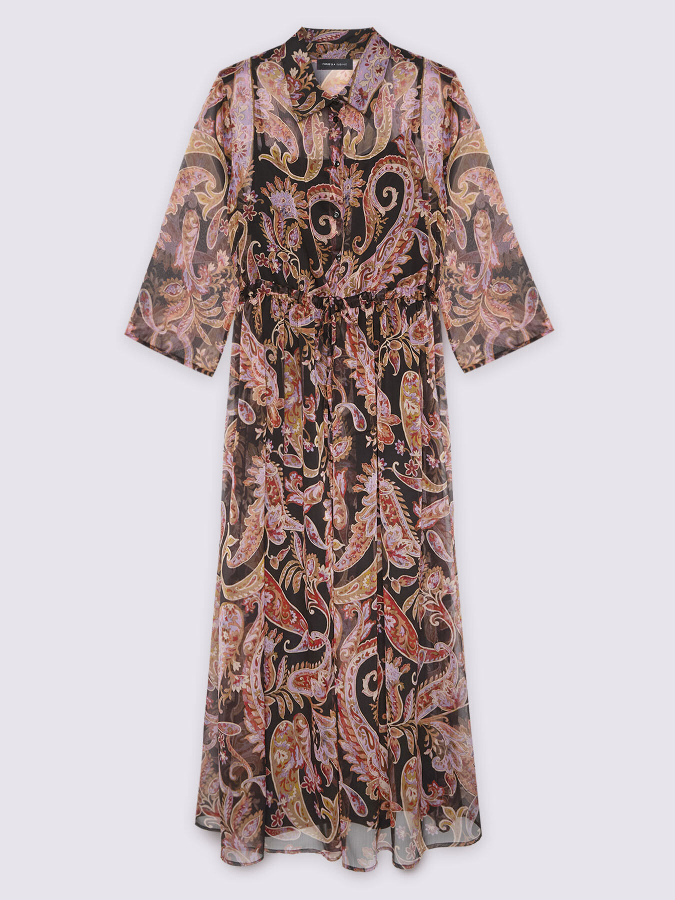 Vestito chemisier lungo con stampa paisley image number 5
