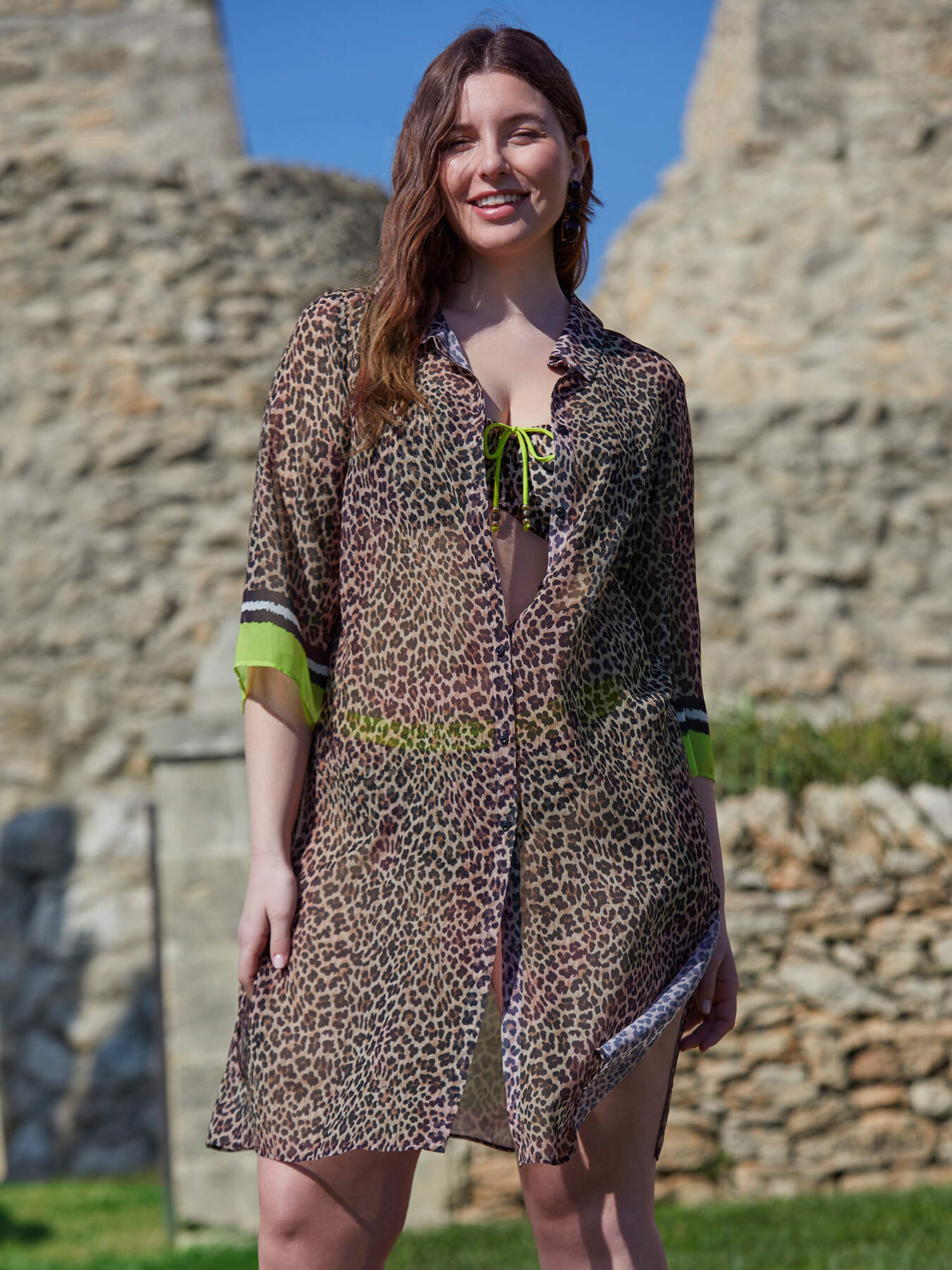 Animal print kaftan shirt image number 0
