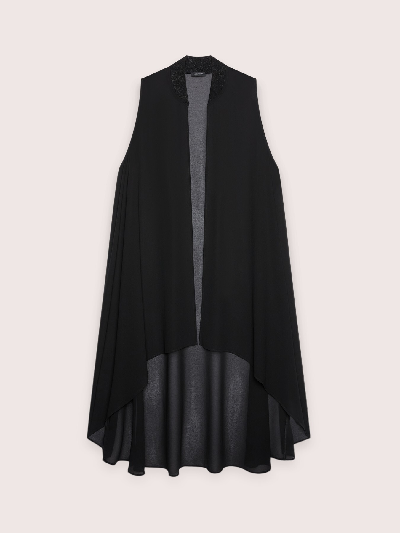 Maxi Gilet in georgette with asymmetric hem image number 1