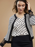 Gestreifter Cardigan mit Spitze image number 2