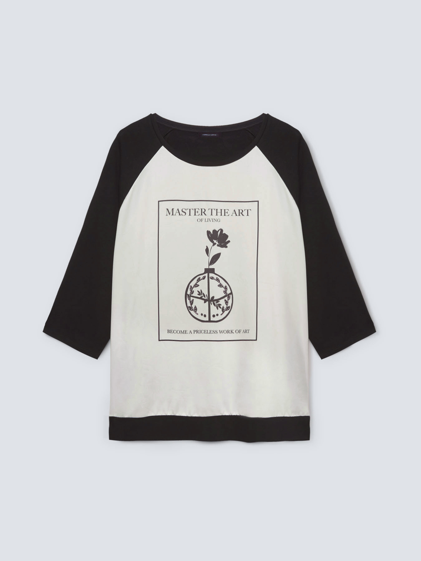 T-shirt in due tessuti con stampa image number 4