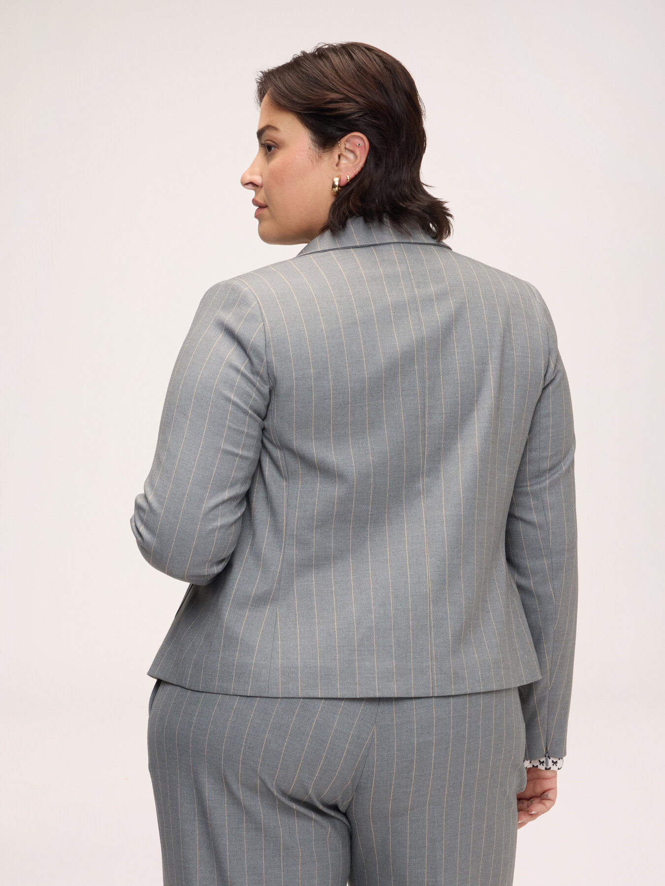 Pinstripe blazer with golden buttons image number 1