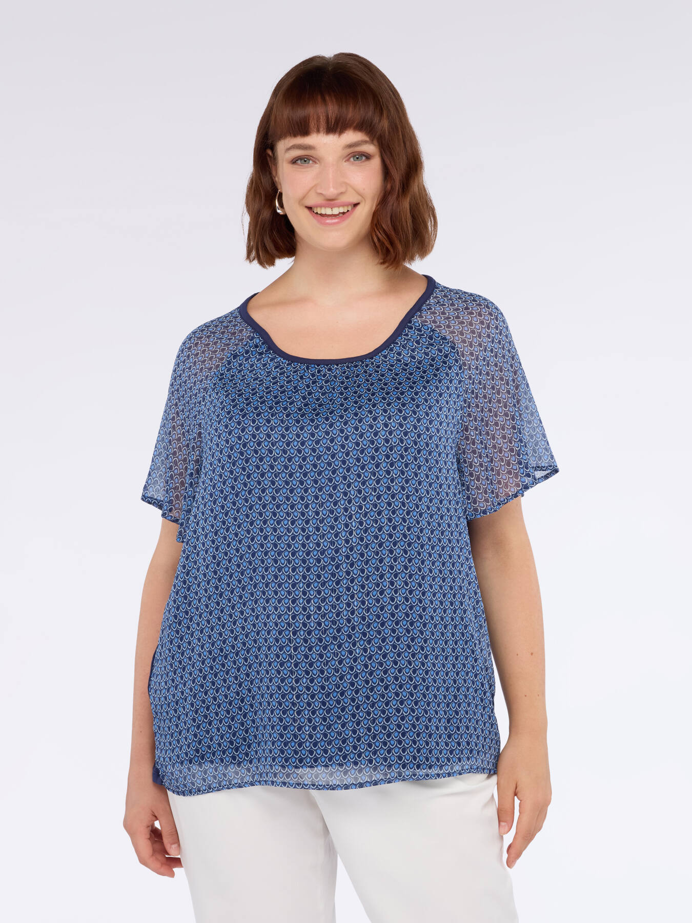 Two-material T-shirt with print image number 2