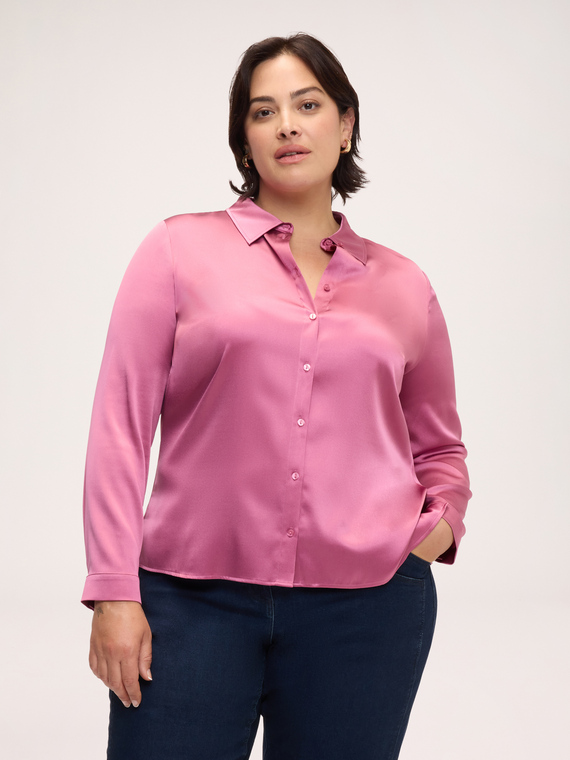 Camicia in seta stretch con colletto classico