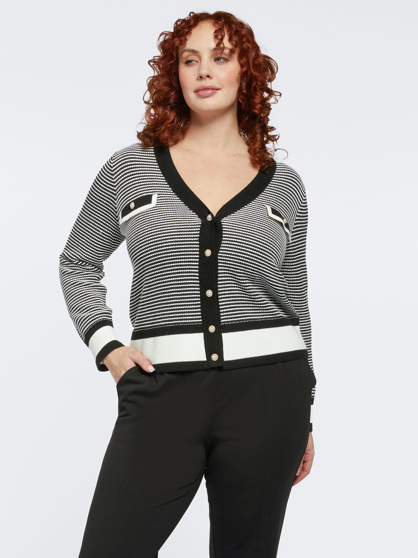 Striped cardigan with buttons image number 0