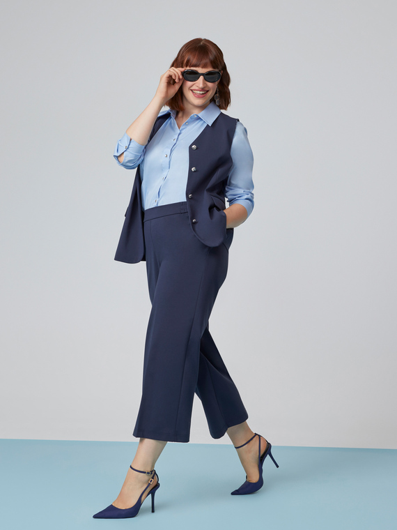 Pantalones cropped en punto Milano