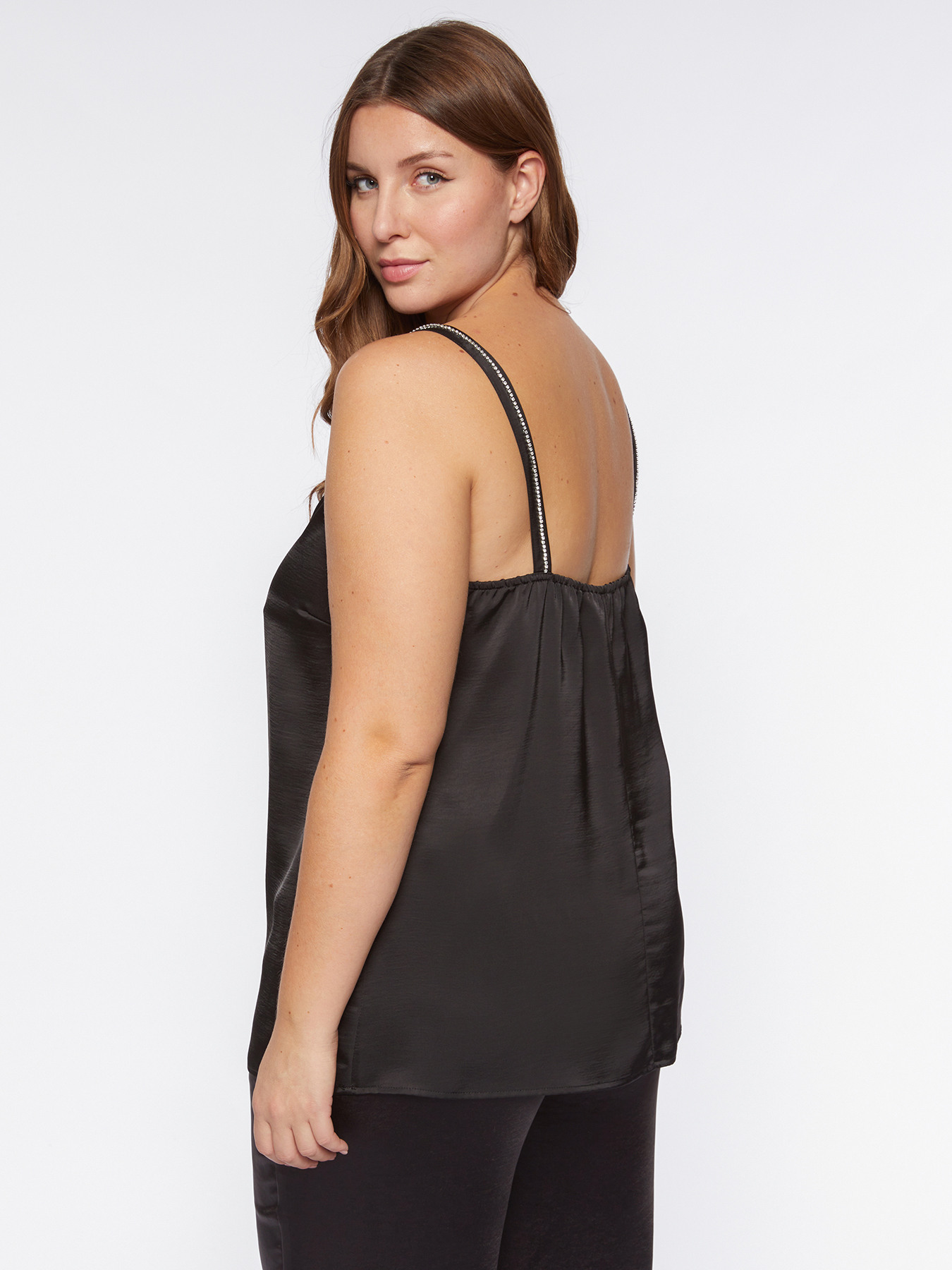 Elegant top with rhinestone border image number 1