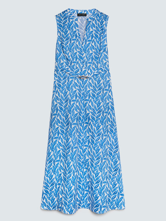 Langes Foliage-Kleid aus Baumwolle