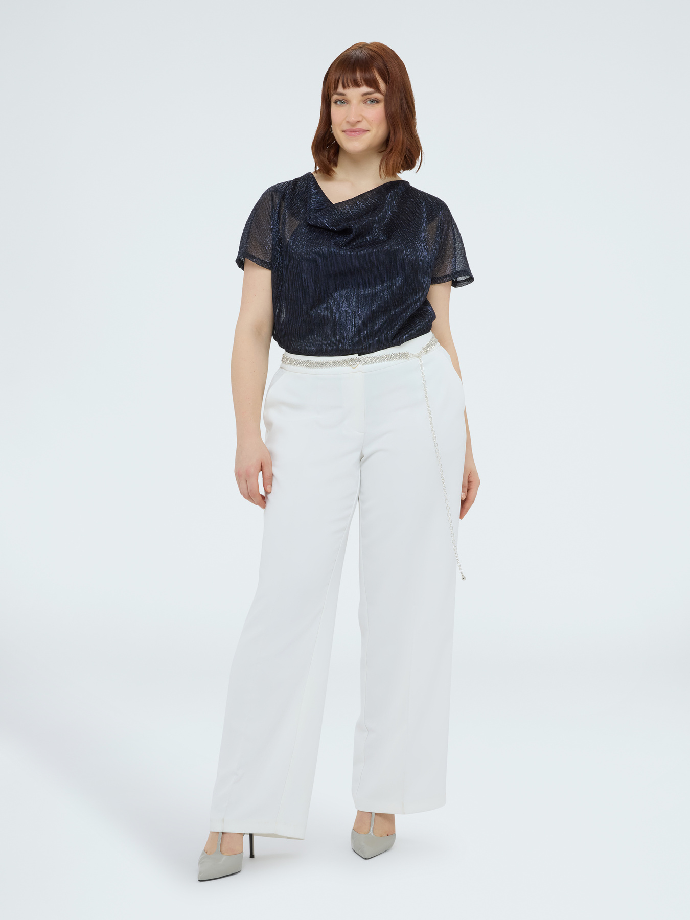 Lurex T-shirt with soft neckline image number 2