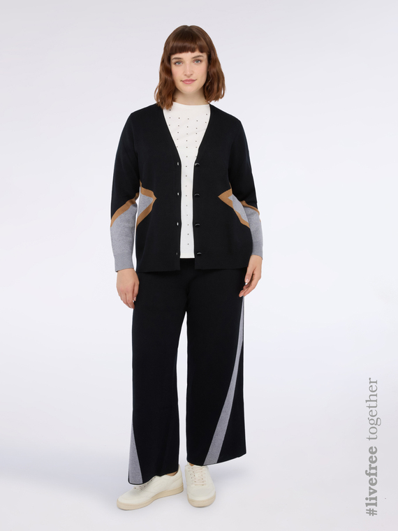 Cardigan color block in misto viscosa | Fiorella Rubino
