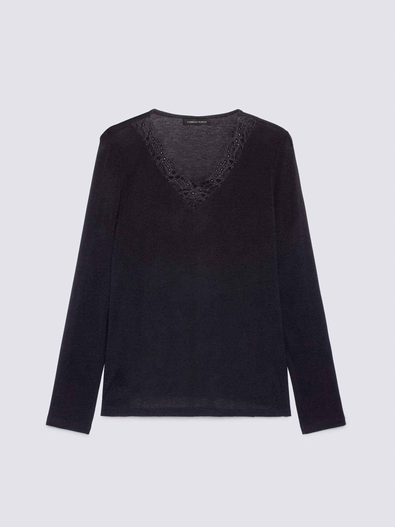 Mixed wool T-shirt with lace image number 4