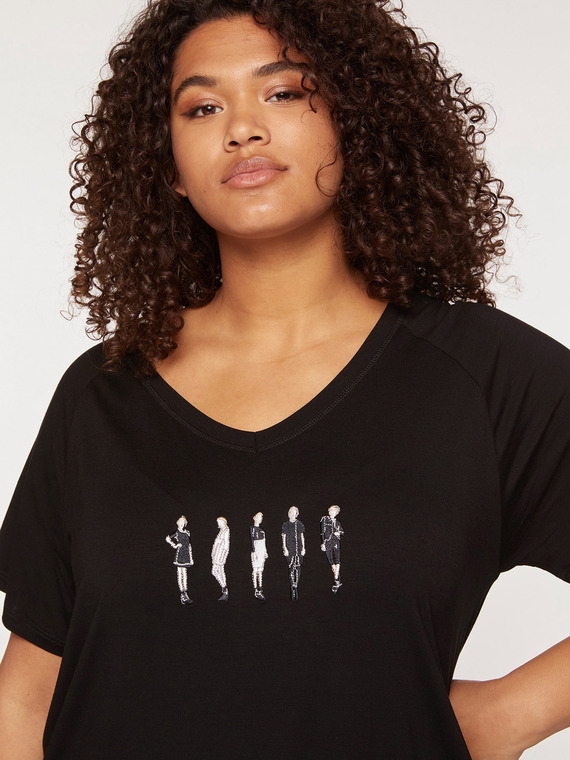 Fiorella Rubino T-shirt con ricamo davanti Donna