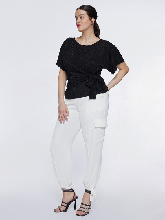 Fiorella Rubino - T-shirt in jersey lurex Donna, Nero Taglia: L (56-58 IT)