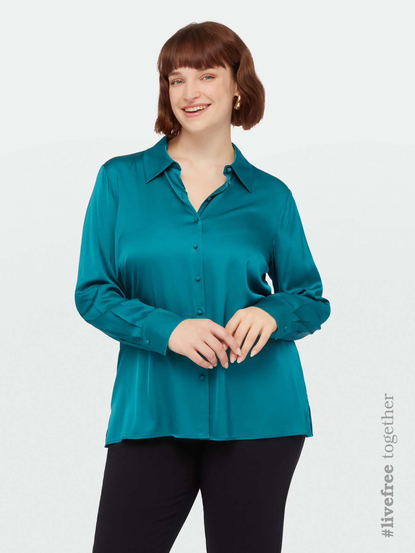LENZING&trade; ECOVERO&trade; viscose satin shirt image number 0