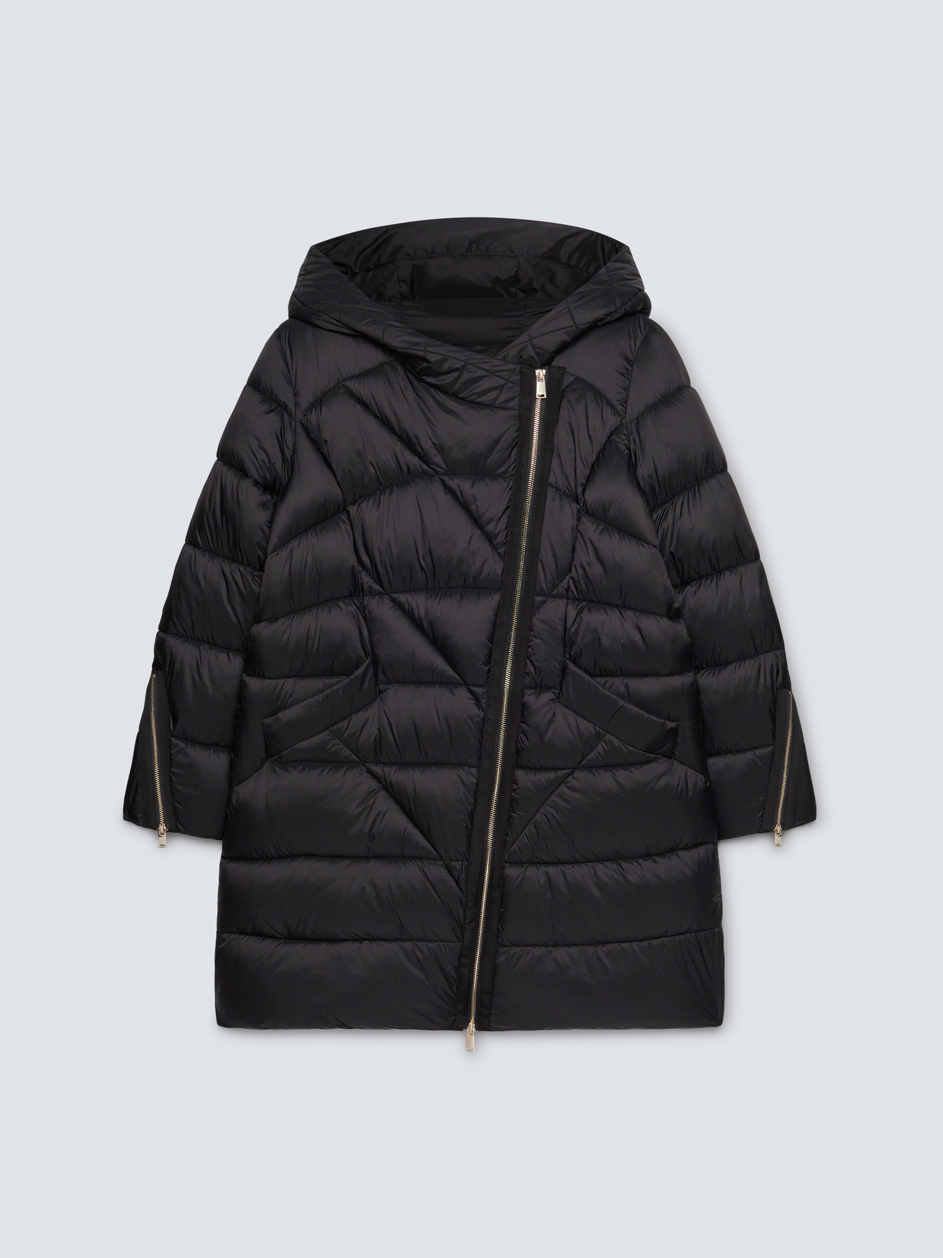 Down jacket with asymmetrical fastening image number 4