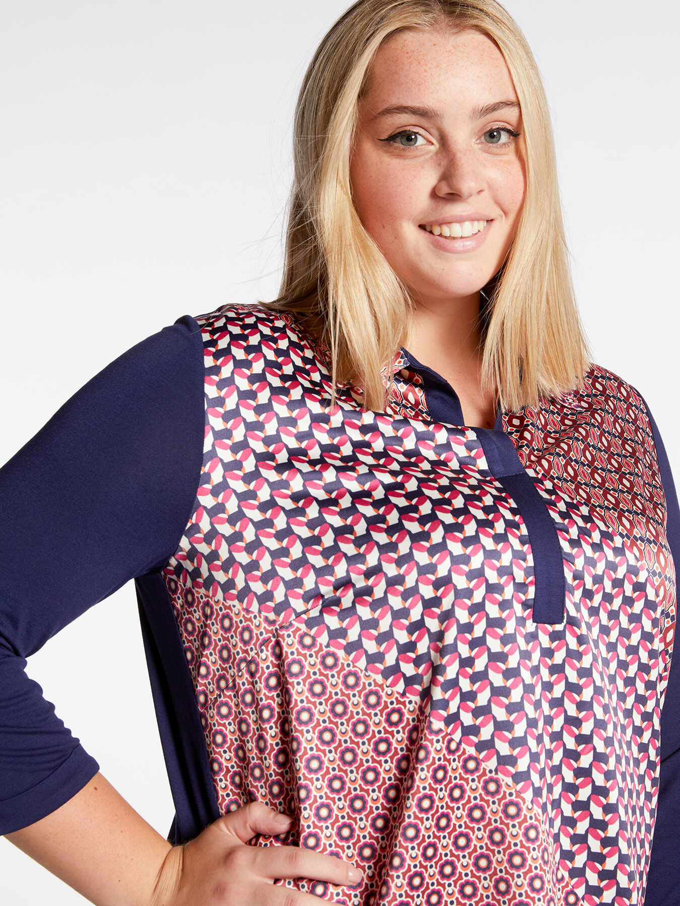 T-shirt en deux tissus avec impression image number 0