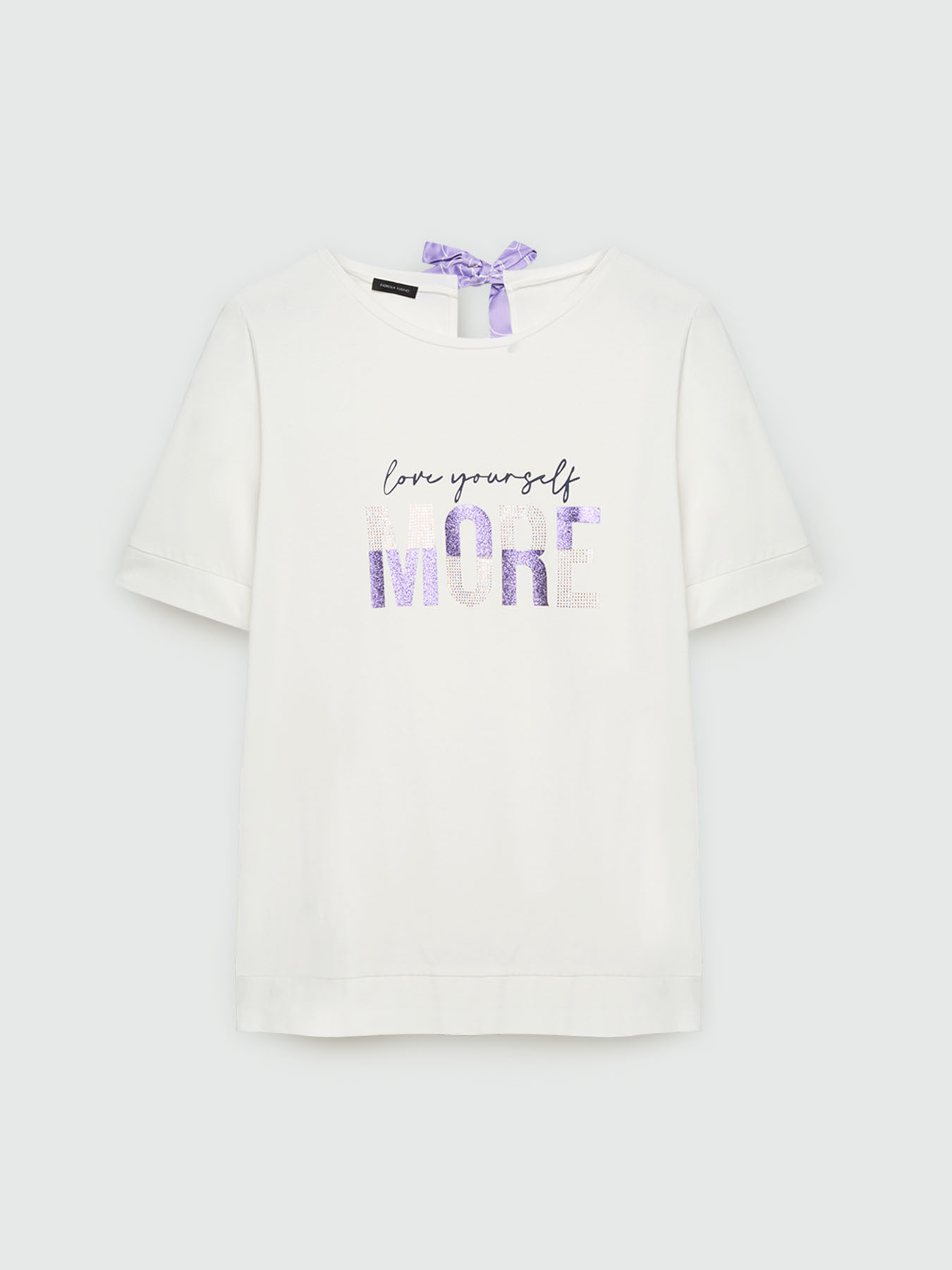 T-shirt with motivational lettering and bow image number 4