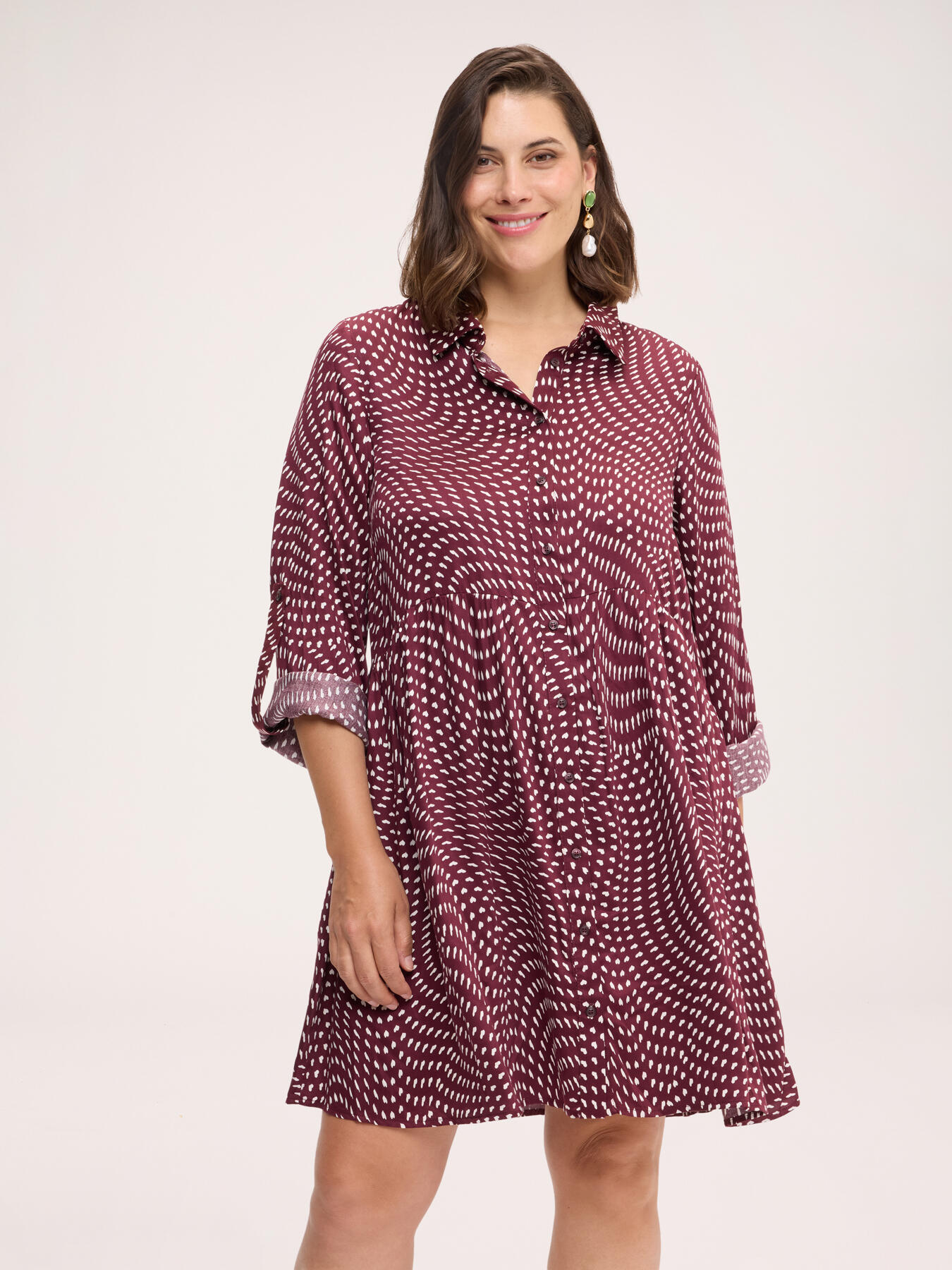 Short chemisier dress in printed muslin image number 0