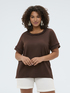 Camiseta bimaterial en mezcla de lino image number 3