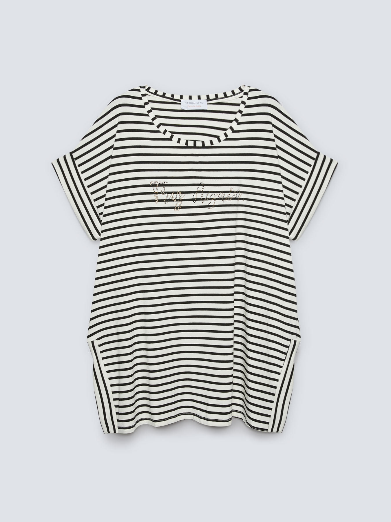 Camiseta amplia a rayas con texto image number 3