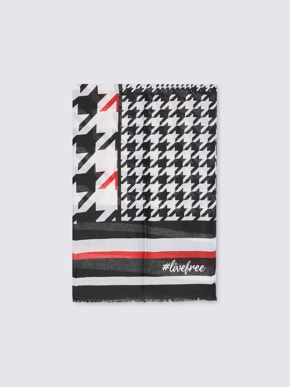 Long scarf with houndstooth print
