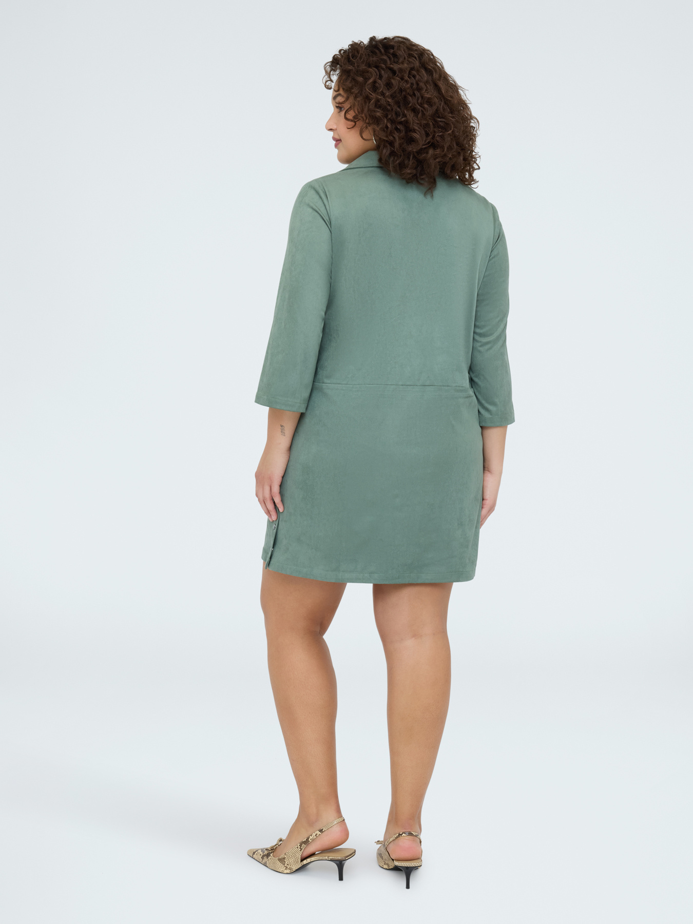 Soft touch short dress with polo collar image number 1