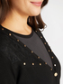 Cardigan con borchie e dettaglio in pizzo image number 1