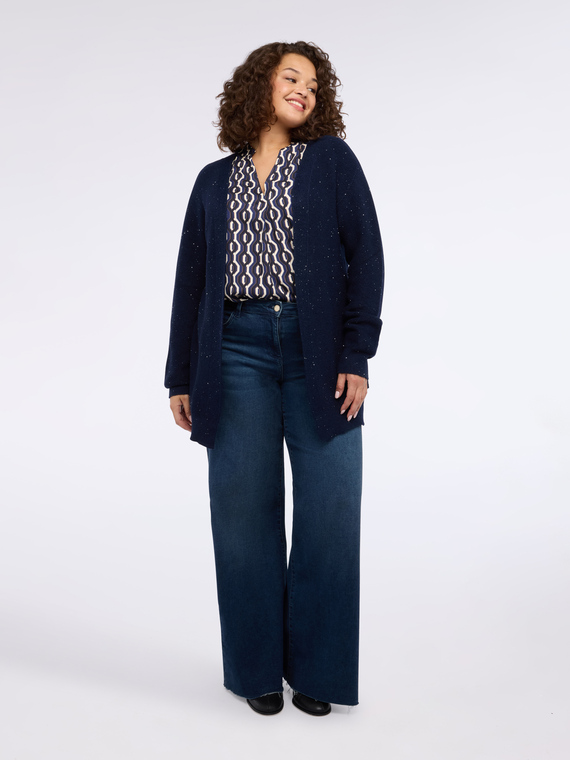 Cardigan lungo con paillettes