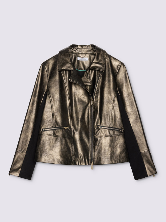 Giacca biker con inserti in tessuto stretch