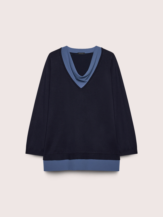 Strickpullover mit kontrastierender Drapierung