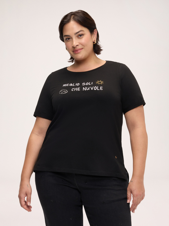 Cotton t-shirt with ironic writing