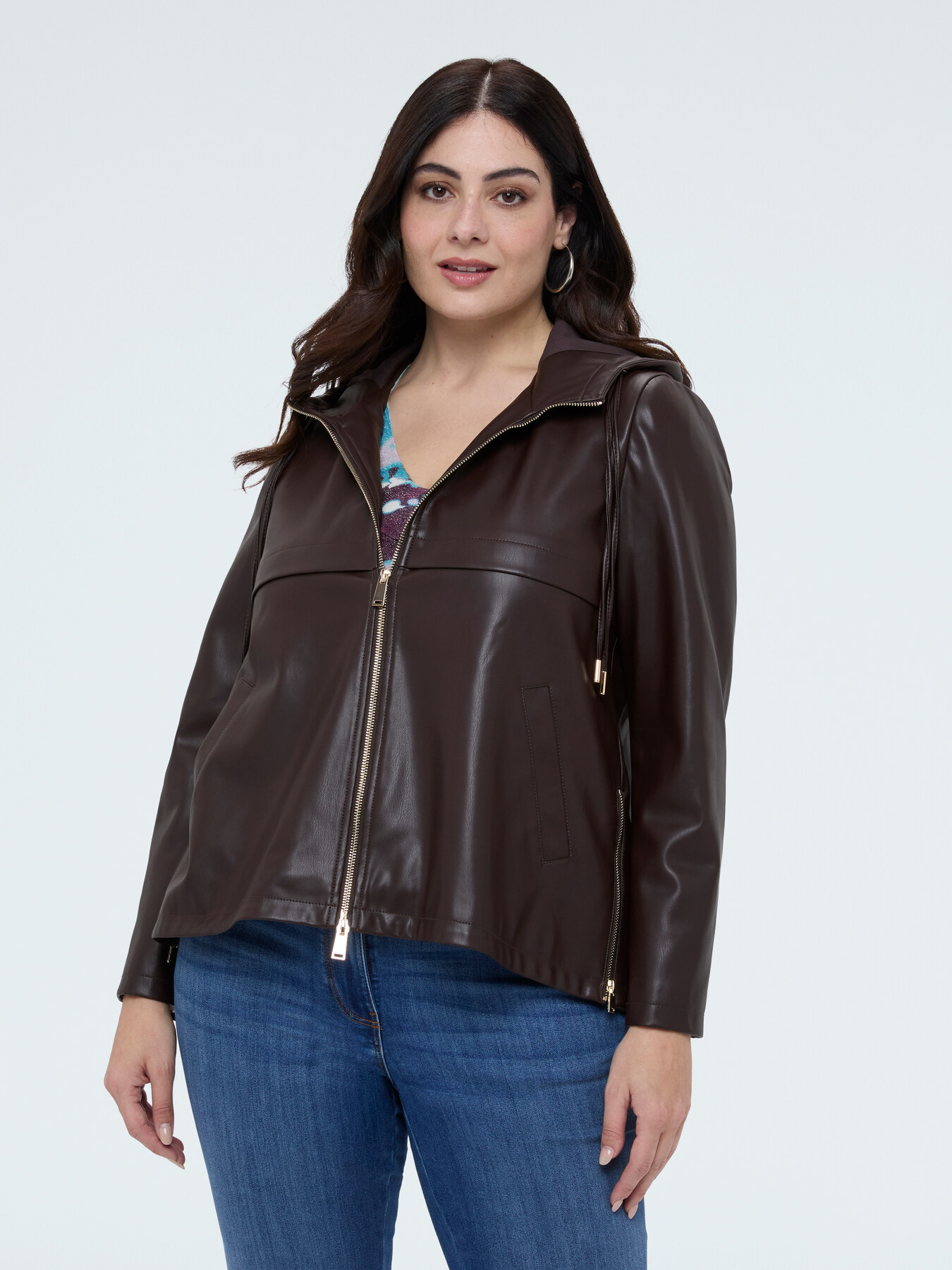 Hooded biker jacket image number 2