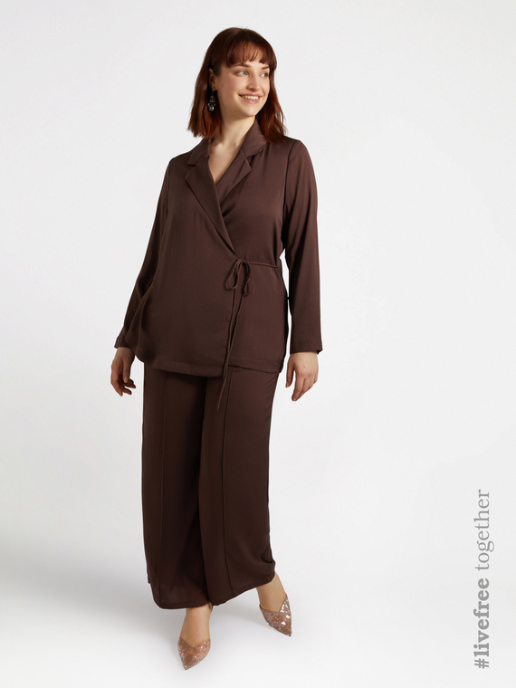 Fiorella Rubino - Blazer leggero in raso Donna, Marrone Taglia: 45 (54 IT)