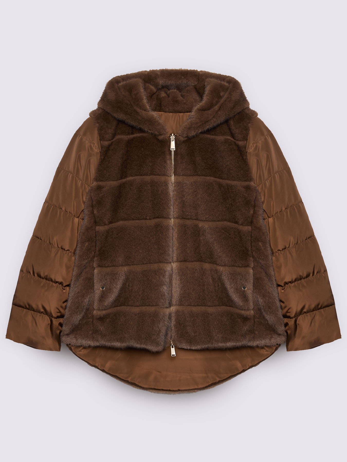 Bi-material jacket with hood image number 5