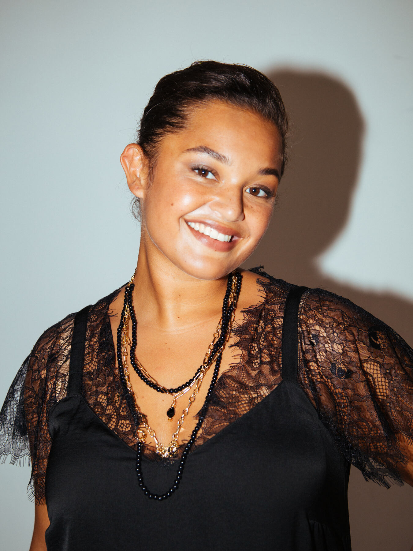 Satin-Slip-Kleid mit Spitzeneins&auml;tzen image number 1