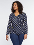 Polka dot T-shirt with cowl neck image number 0
